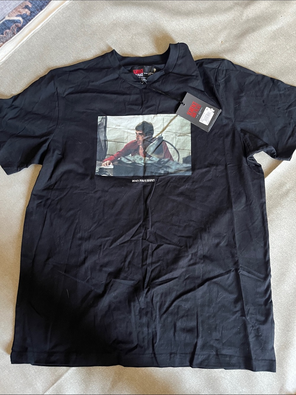 Supreme Black Short-Sleeve Tee with Cinematic Chest Print